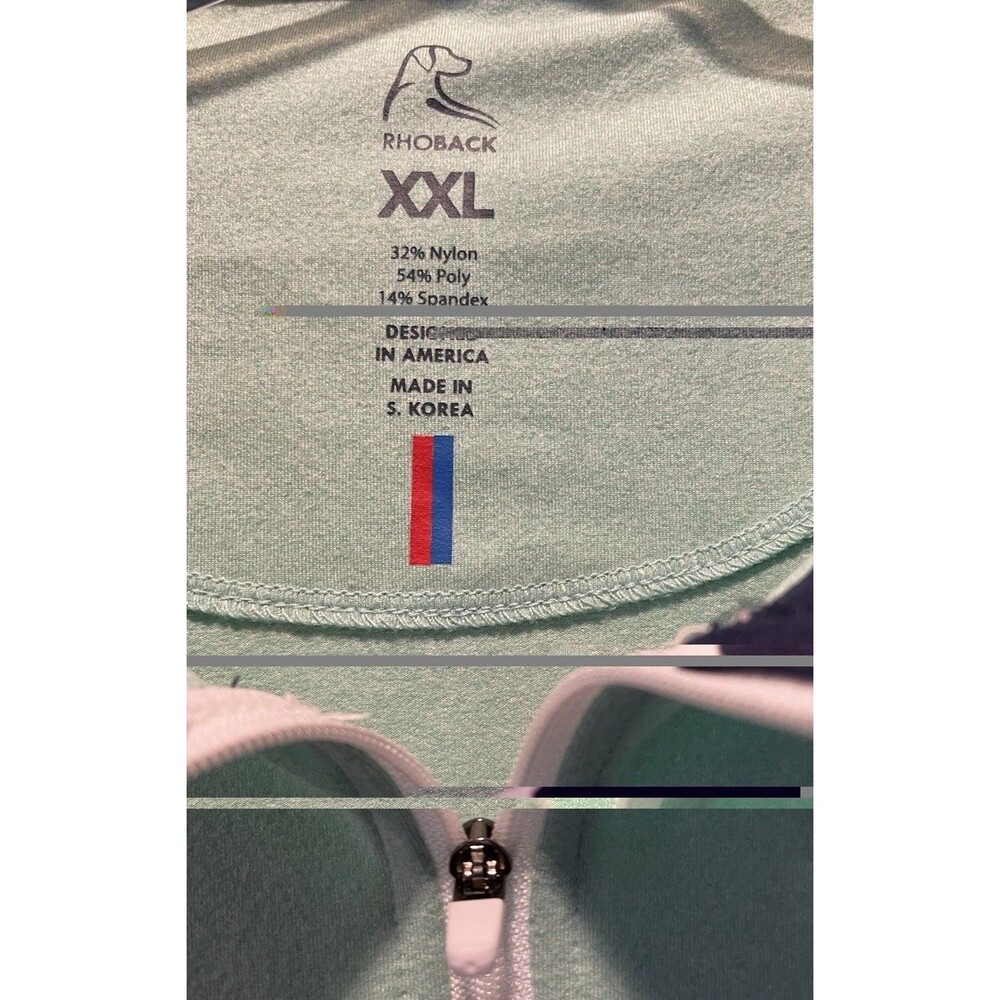 Rhoback Green Mint  1/4 Zip Long Sleeve Collared Golf Polo Shirt XXL Nylon Blend - Picture 2 of 7